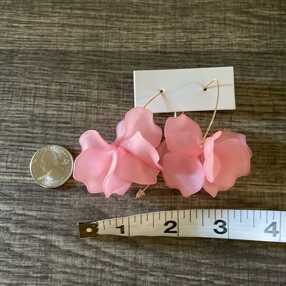 Pink Flower Drop Earrings - Picture 8 of 11